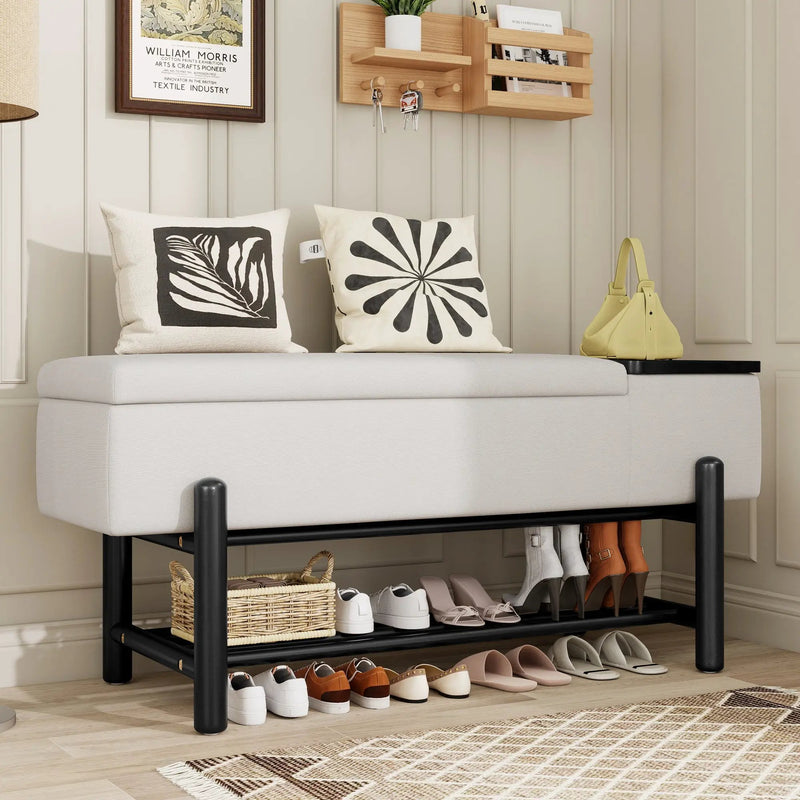 TREXM Farmhouse Upholstered Storage Bench with Hidden Compartment by HouseOfZazla