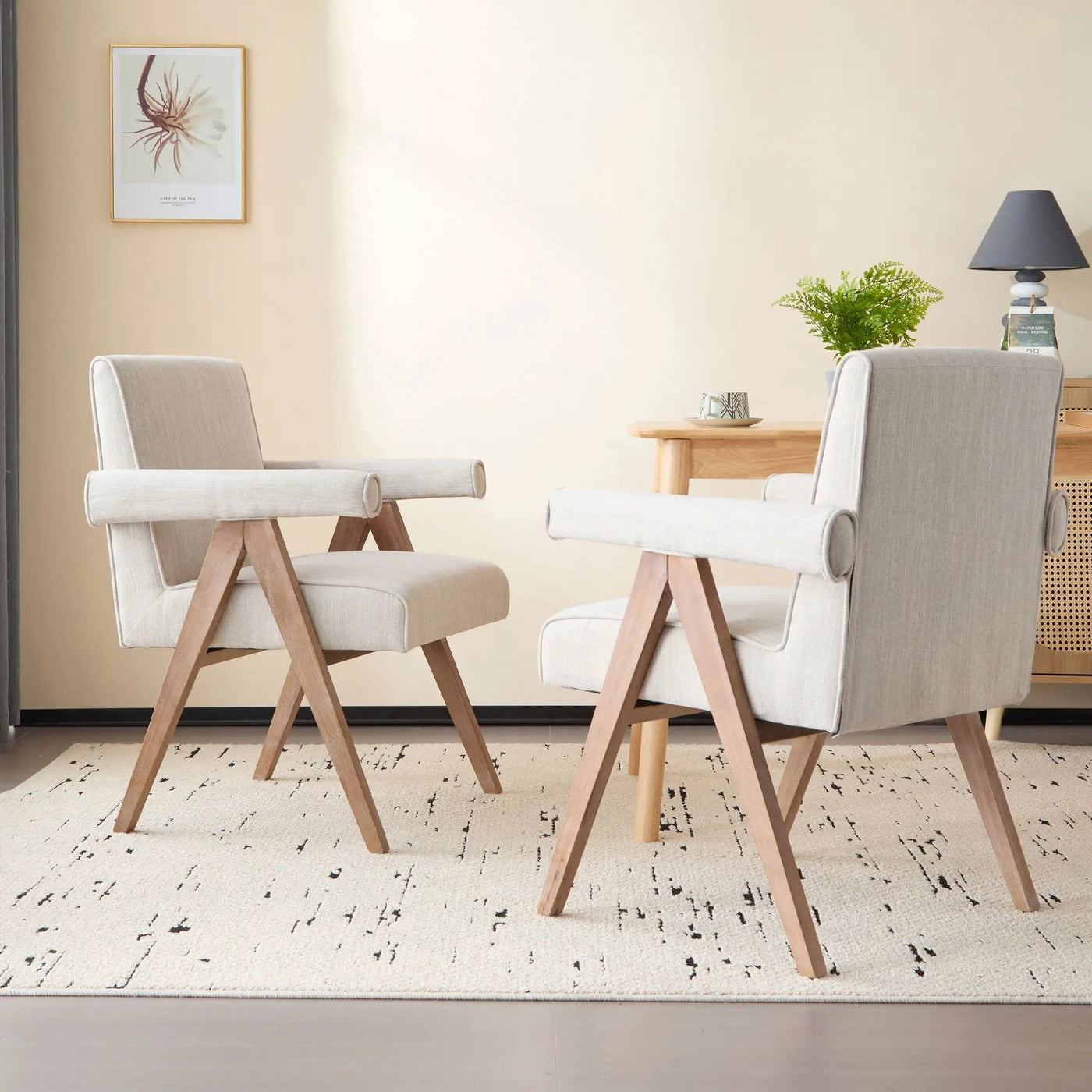 Contemporary Poppy Fabric Dining Armchair With Rubberwood Legs by HouseOfZazla