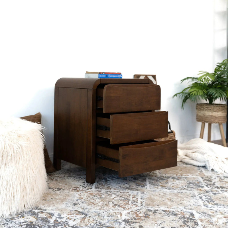 Lionel - Nightstand 3 Drawer Bed Side Table - Brown by HouseOfZazla