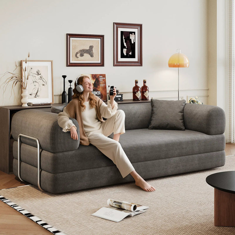 78.8" Compression Sofa Bed with Pillow Back Support by HouseOfZazla