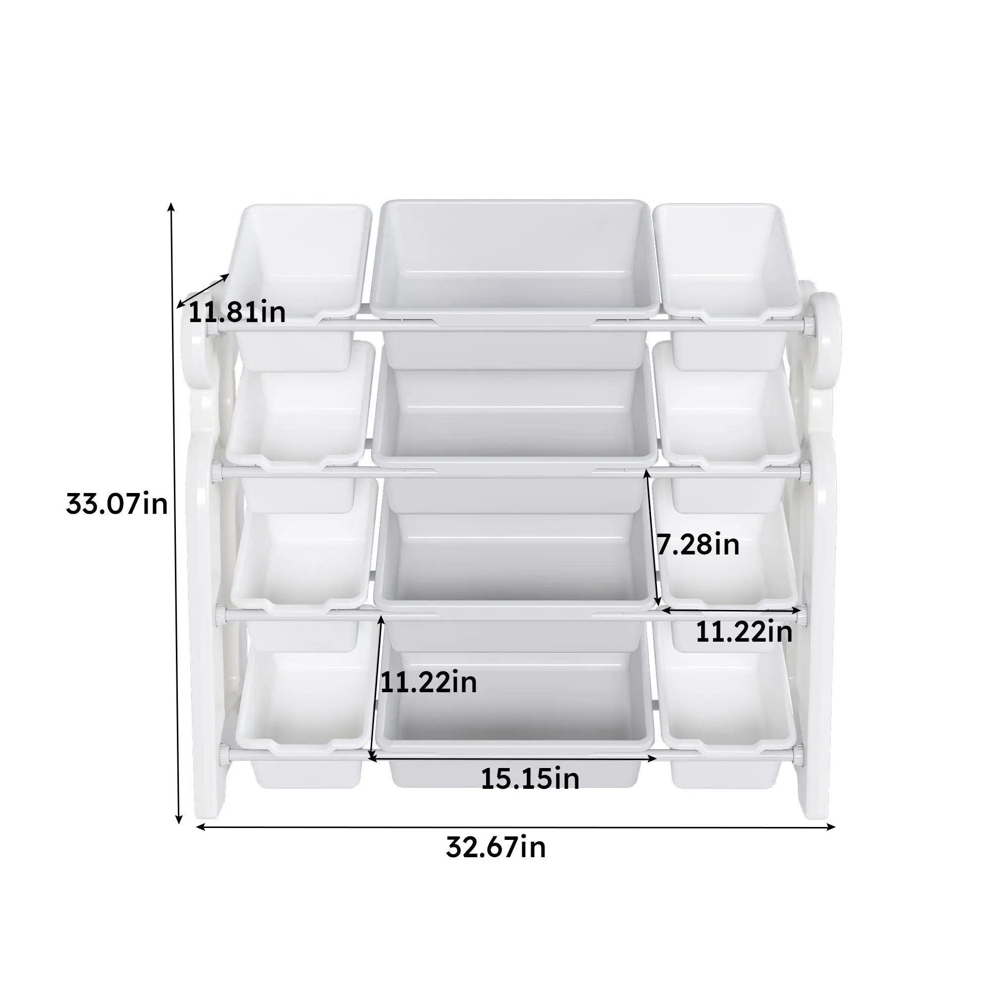 Multi Functional Kids Toy Storage Organizer Cabinet With Hdpe Shelf And 12 Bins - Gray White by HouseOfZazla