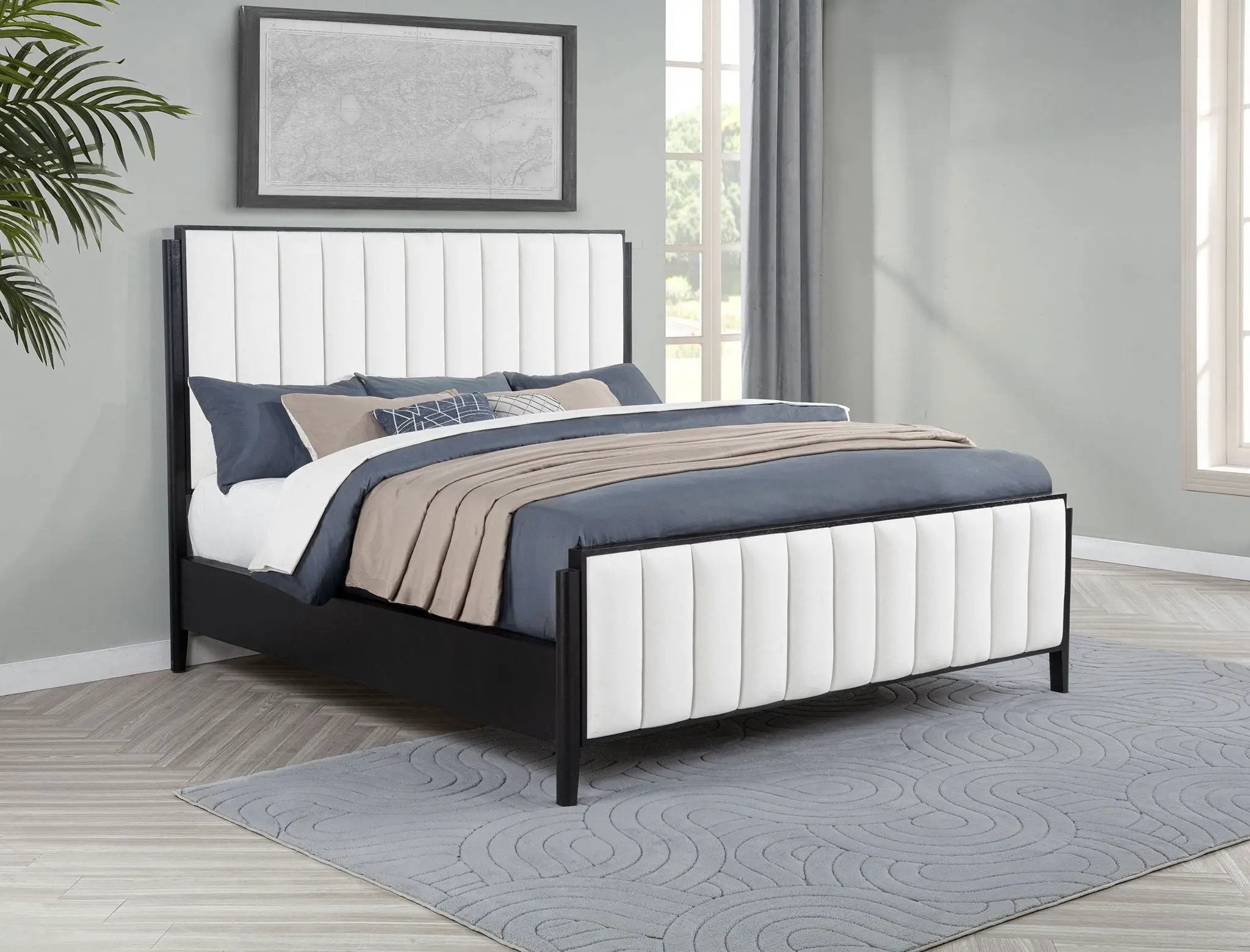 Brookmead 60-inch Upholstered California King Bed Black by Unique Piece Furniture