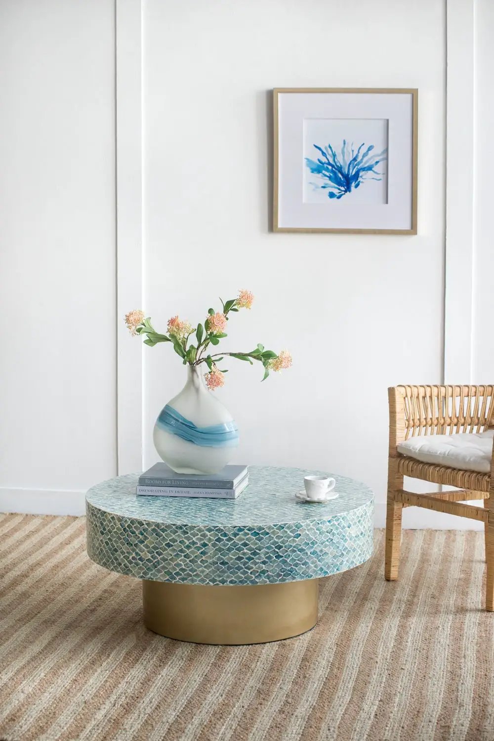 Unique Capiz Coffee Table & Pedestal Base by Unique Piece Furniture