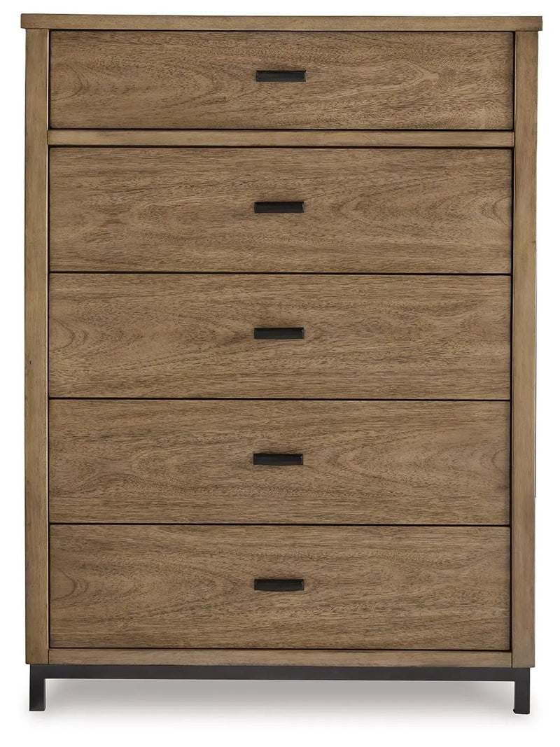 Tomtyn - Five Drawer Chest - Light Brown by Unique Piece Furniture