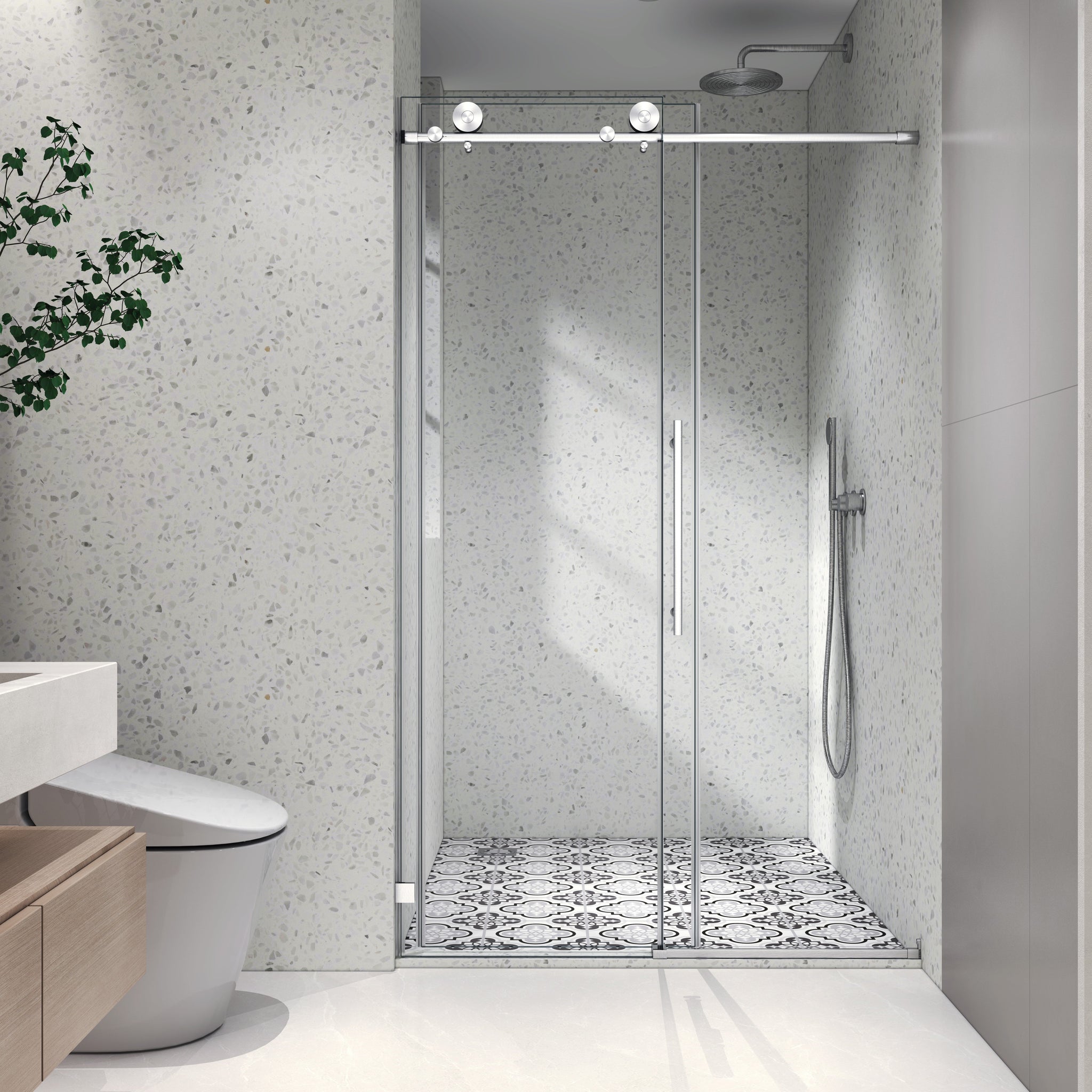 4876 Brushed Nickel Frameless Shower Door with Soft Closing by HouseOfZazla