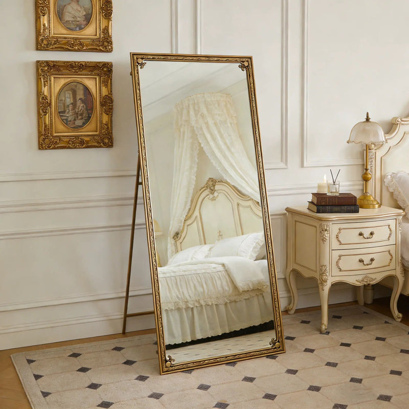 Full Length Mirror With Stand, Floor Standing Dressing - Antique Gold by HouseOfZazla