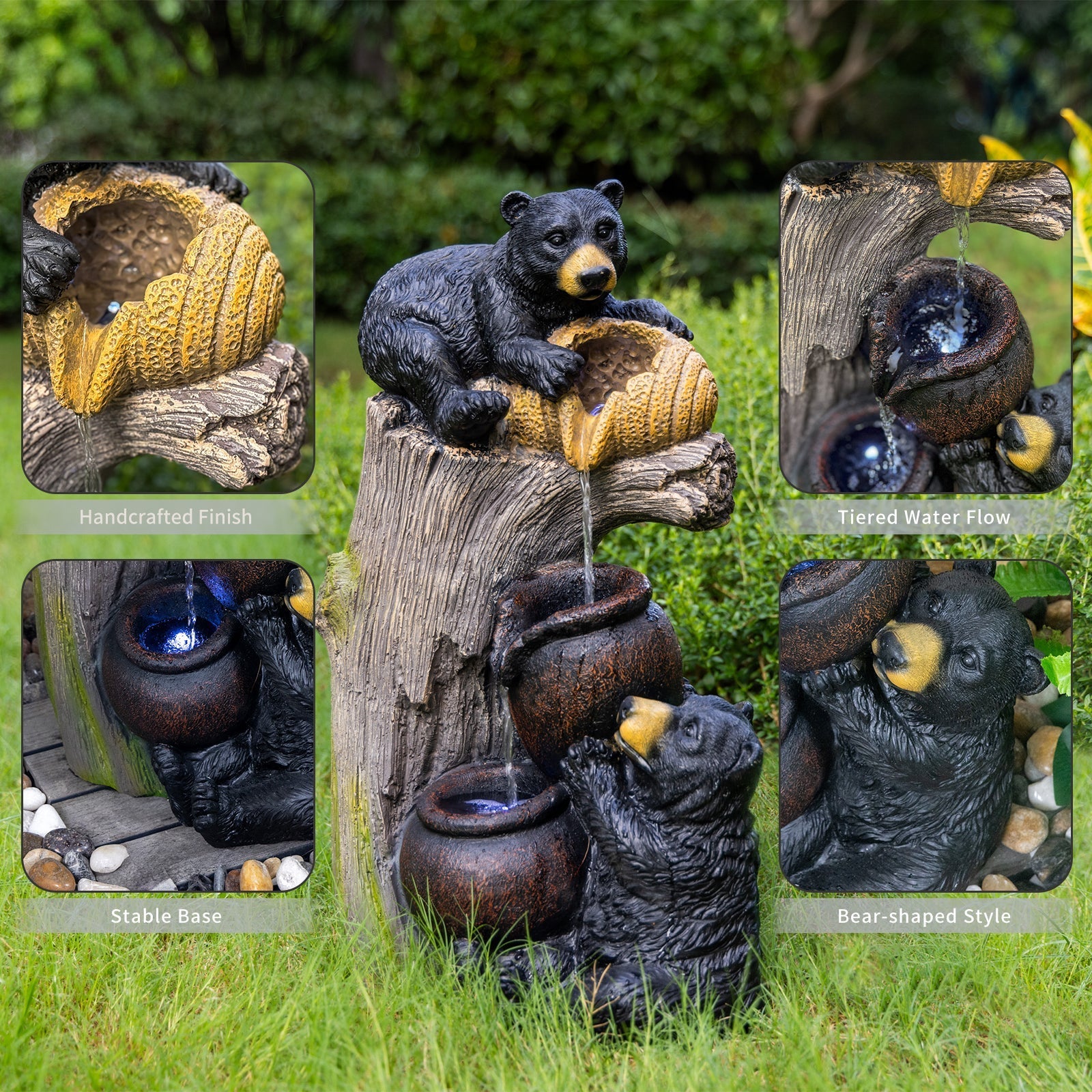 Bear Outdoor Water Fountain with LED Lights by HouseOfZazla