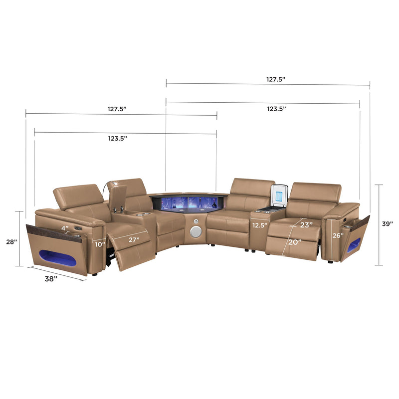 Nova - Sectional With Bluetooth Speaker, LED And Lifting Wine Cabinet by HouseOfZazla