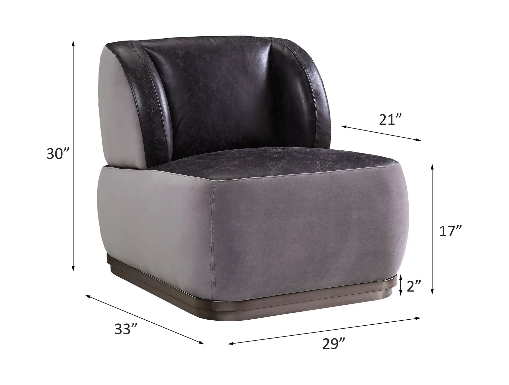 Decapree - Accent Chair - Antique Slate Top Grain Leather & Gray Velvet by Unique Piece Furniture