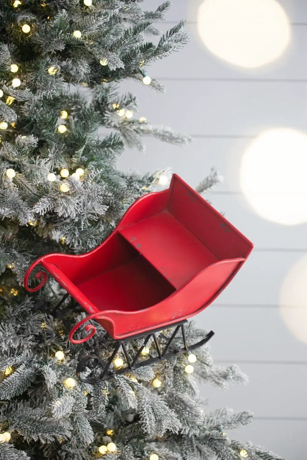 Iron Sleigh Large, Distressed Christmas Santa Sleigh Holiday Decoration by Unique Piece Furniture