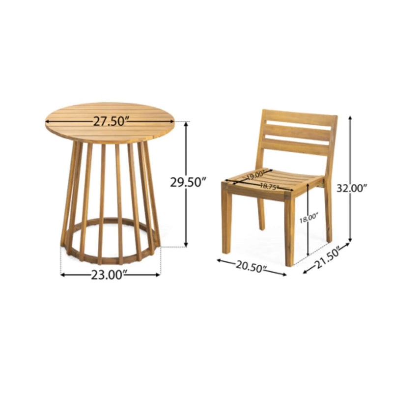 Outdoor 3 Pieces Dining Set - Round Bistro Set by HouseOfZazla