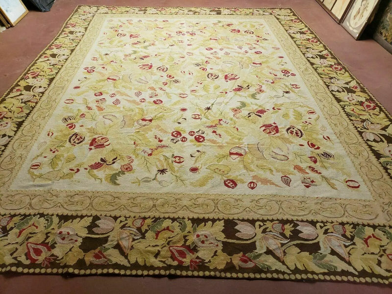 9' X 11' Handmade Chinese Needlepoint Wool Floral Rug Carpet Rose Garden Chic by Jewel Rugs