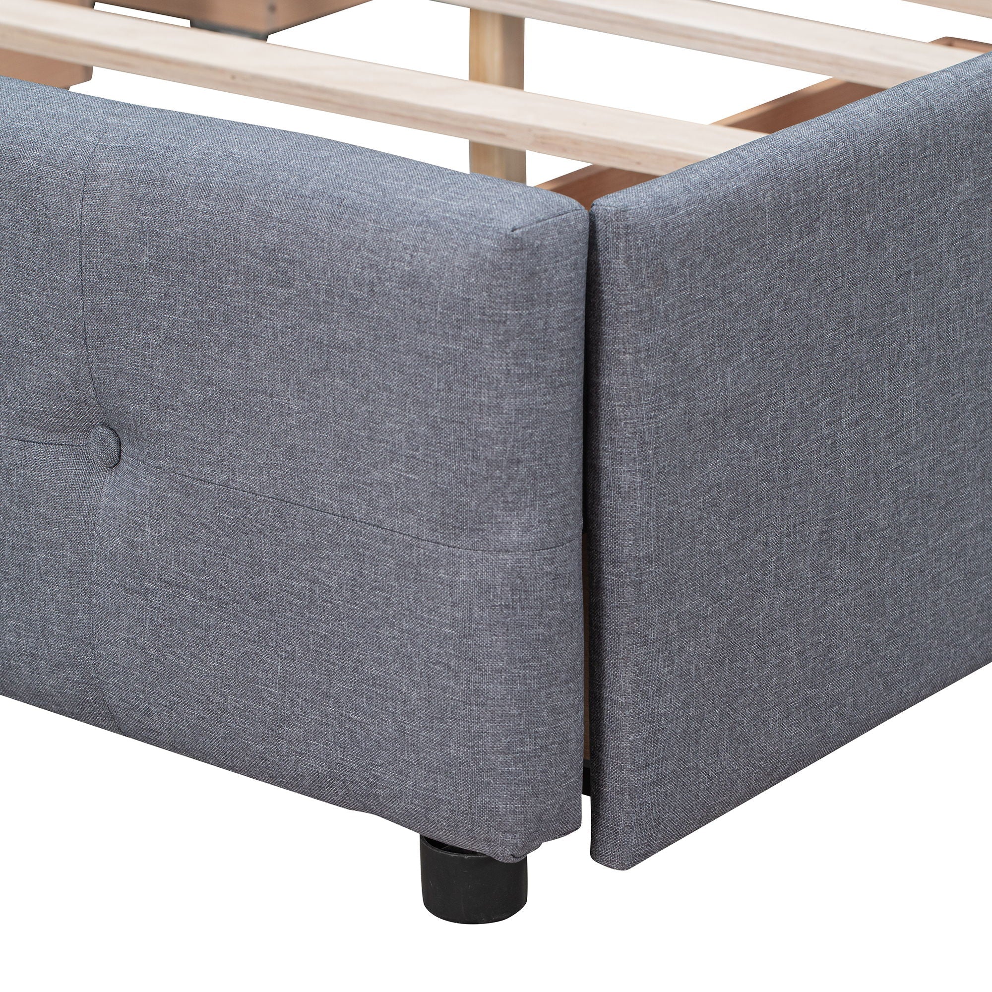 Upholstered Platform Bed With Classic Headboard And Drawers, No Box Spring Needed by HouseOfZazla