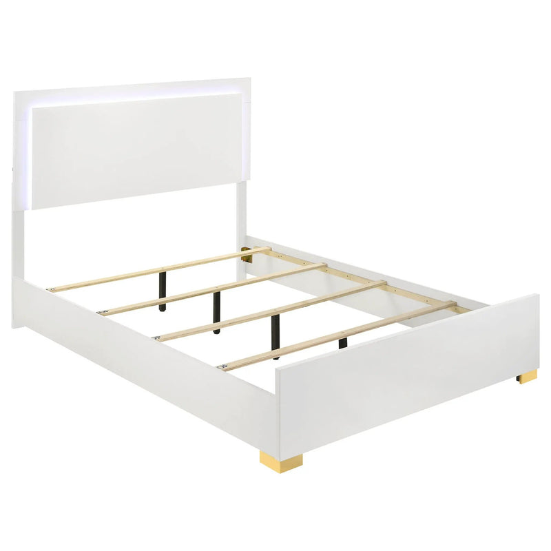 Marceline Wood Queen LED Panel Bed White by Unique Piece Furniture
