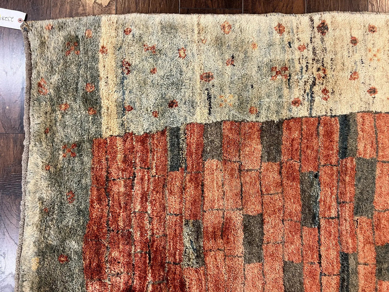 Persian Gabbeh Rug 6x8 ft, Wool Handmade Tribal Rug by Jewel Rugs