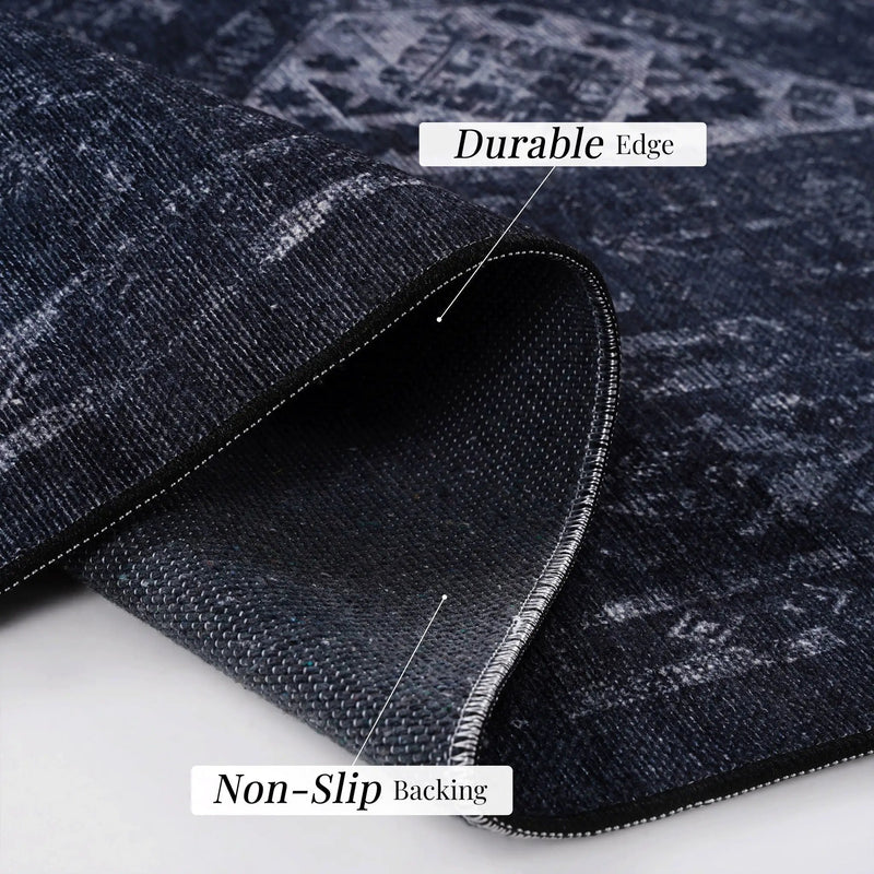 Maval - 8' X 10' Area Rug Washable - Black / Gray by HouseOfZazla