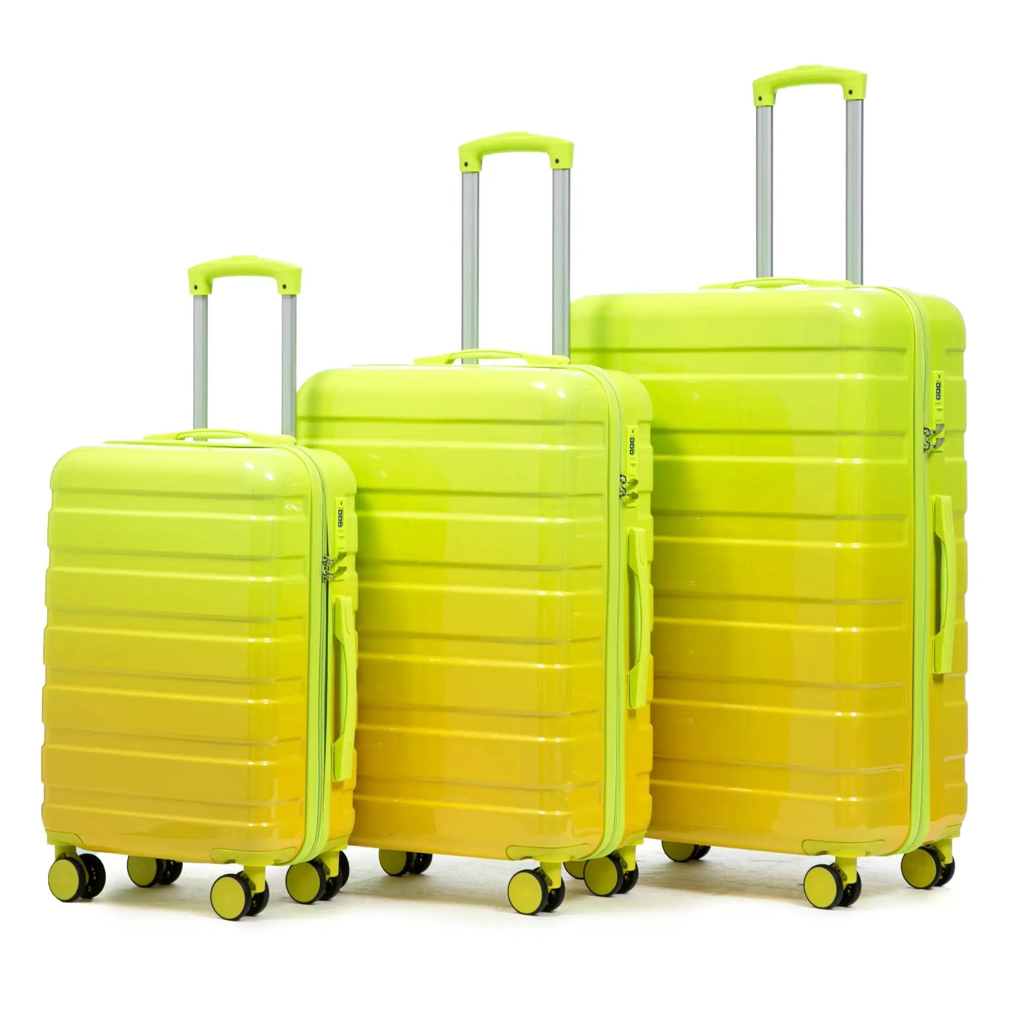 20'/24'/28' 3-Piece PC Spinner Wheel Luggage Set (Yellow+Green) by HouseOfZazla