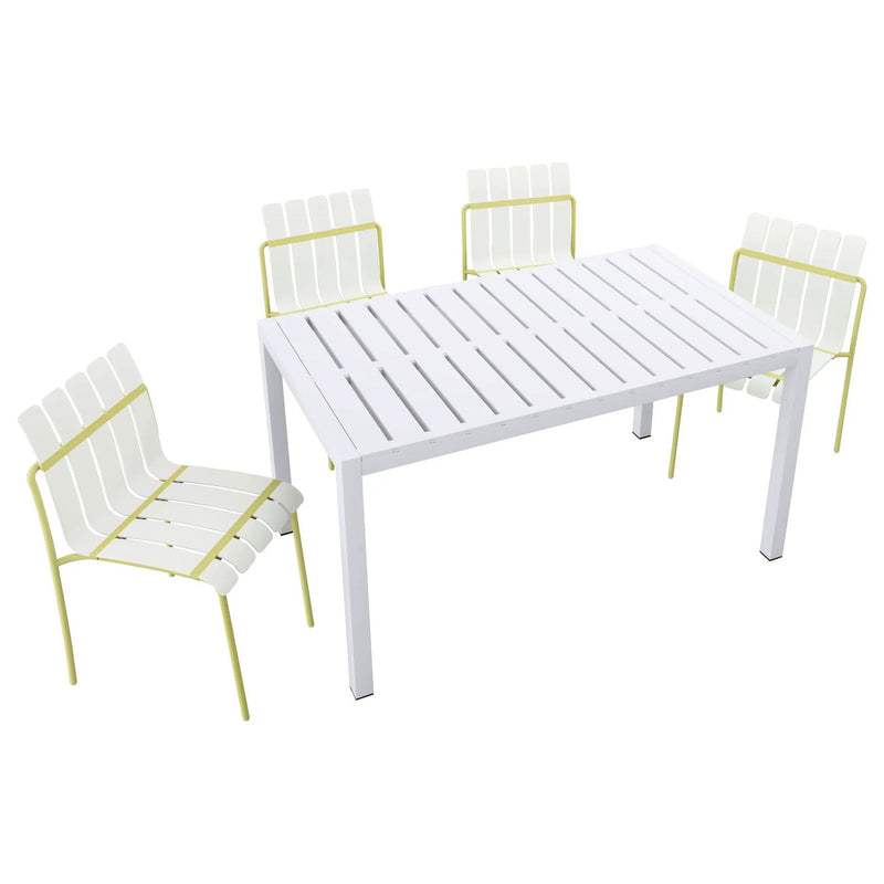 4 Piece Set Of Modern Color Block Designed Single Chairs With Long Table by HouseOfZazla