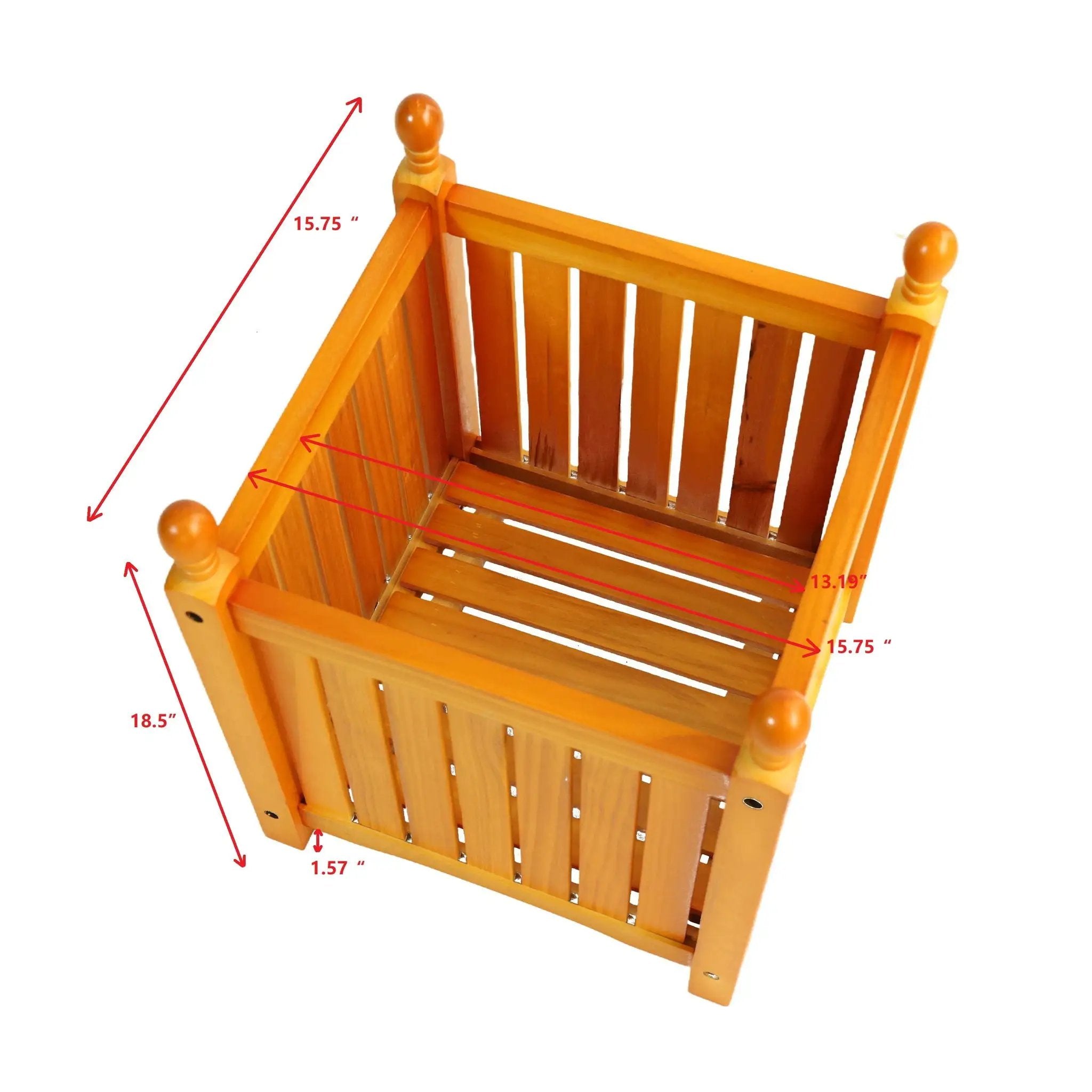 Square Outdoor Flower And Herb Pot - Teak by HouseOfZazla