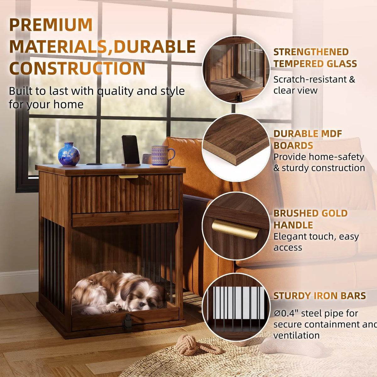 Dog Crate End Table with Charging Station and Storage by HouseOfZazla