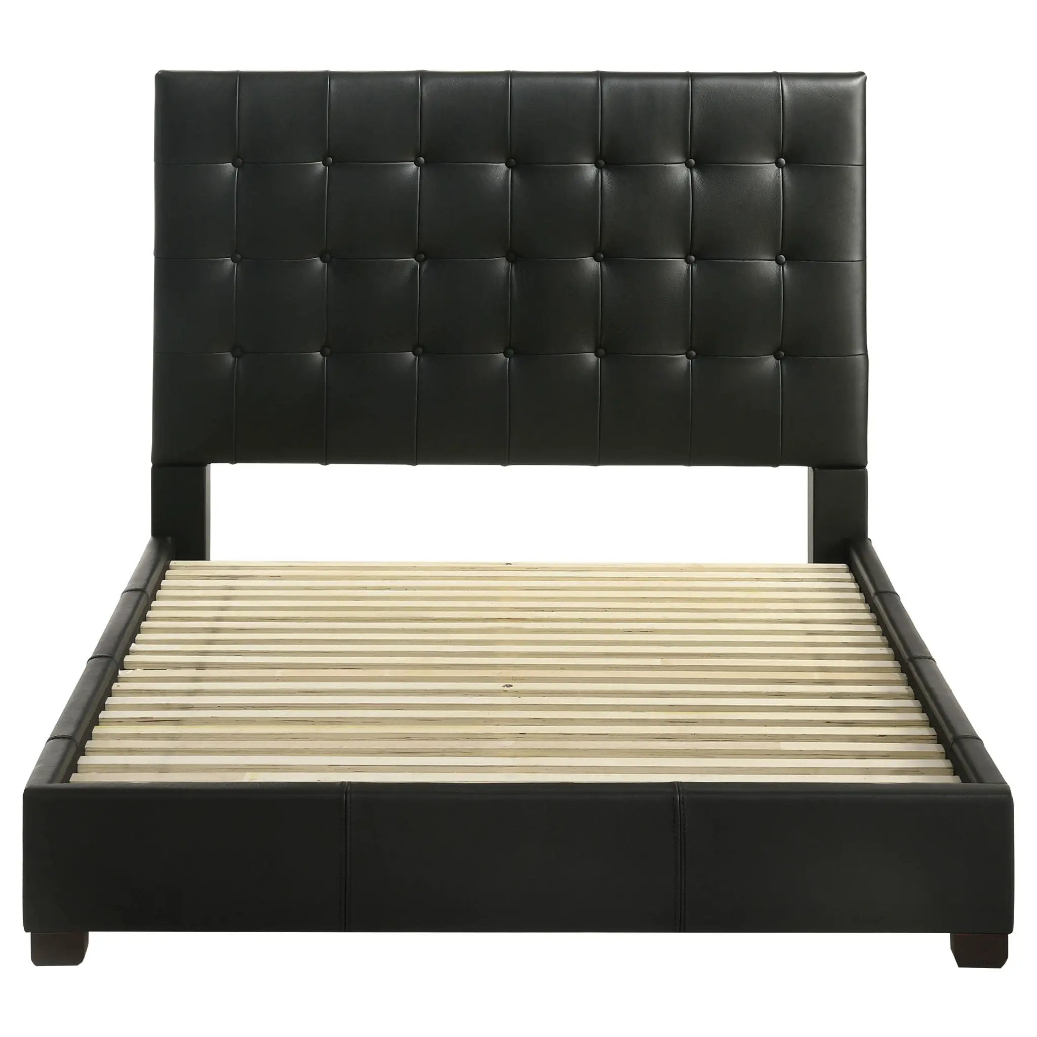 Medley Genuine Leather Queen Panel Platform Bed Black by Unique Piece Furniture