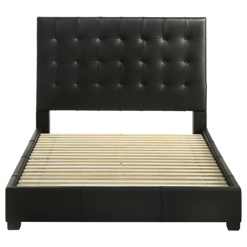 Medley Genuine Leather Queen Panel Platform Bed Black by Unique Piece Furniture