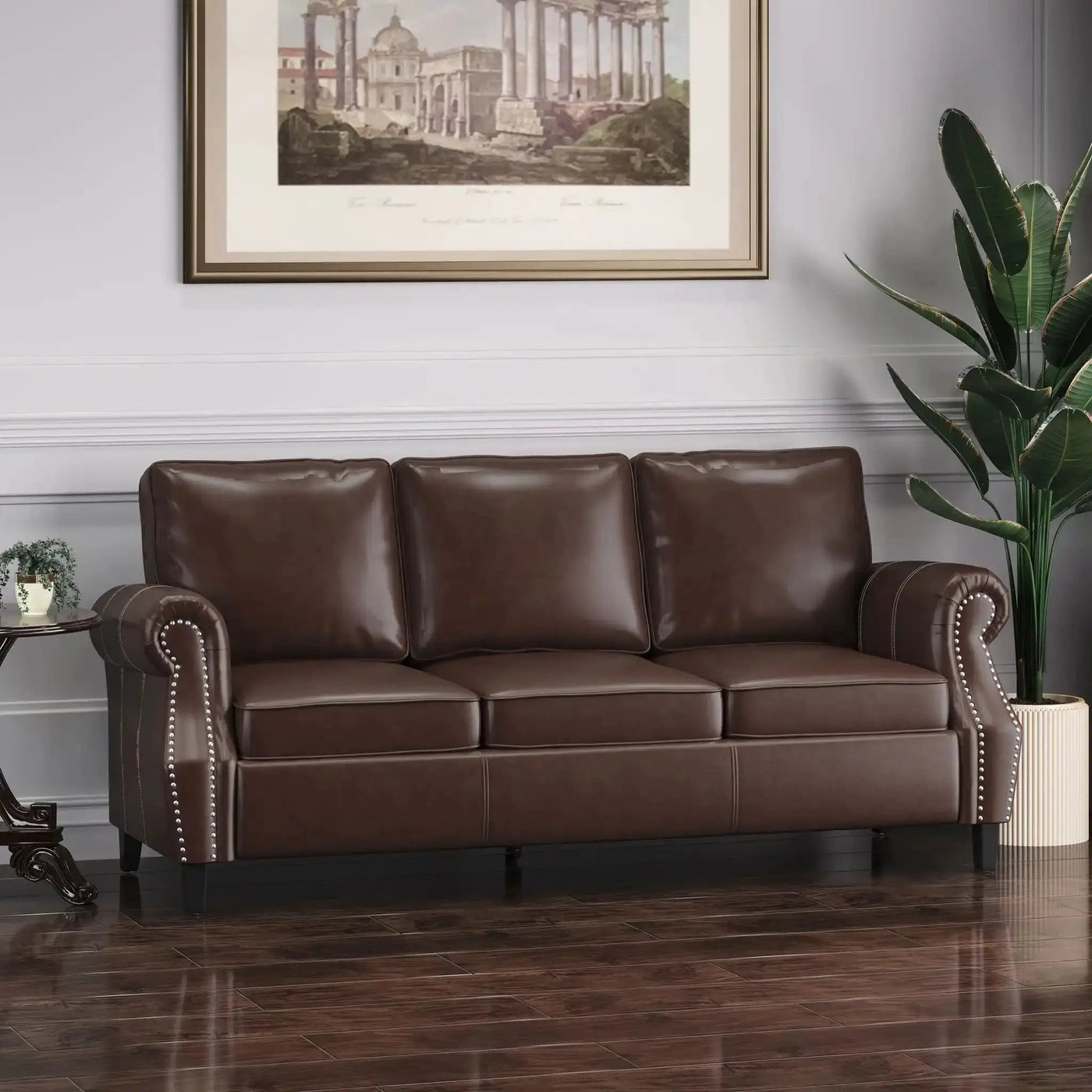 Contemporary 3 Seater Sofa With Nailhead Trim by HouseOfZazla