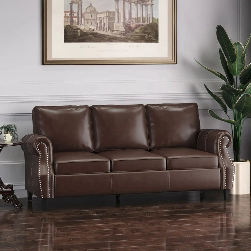 Contemporary 3 Seater Sofa With Nailhead Trim by HouseOfZazla