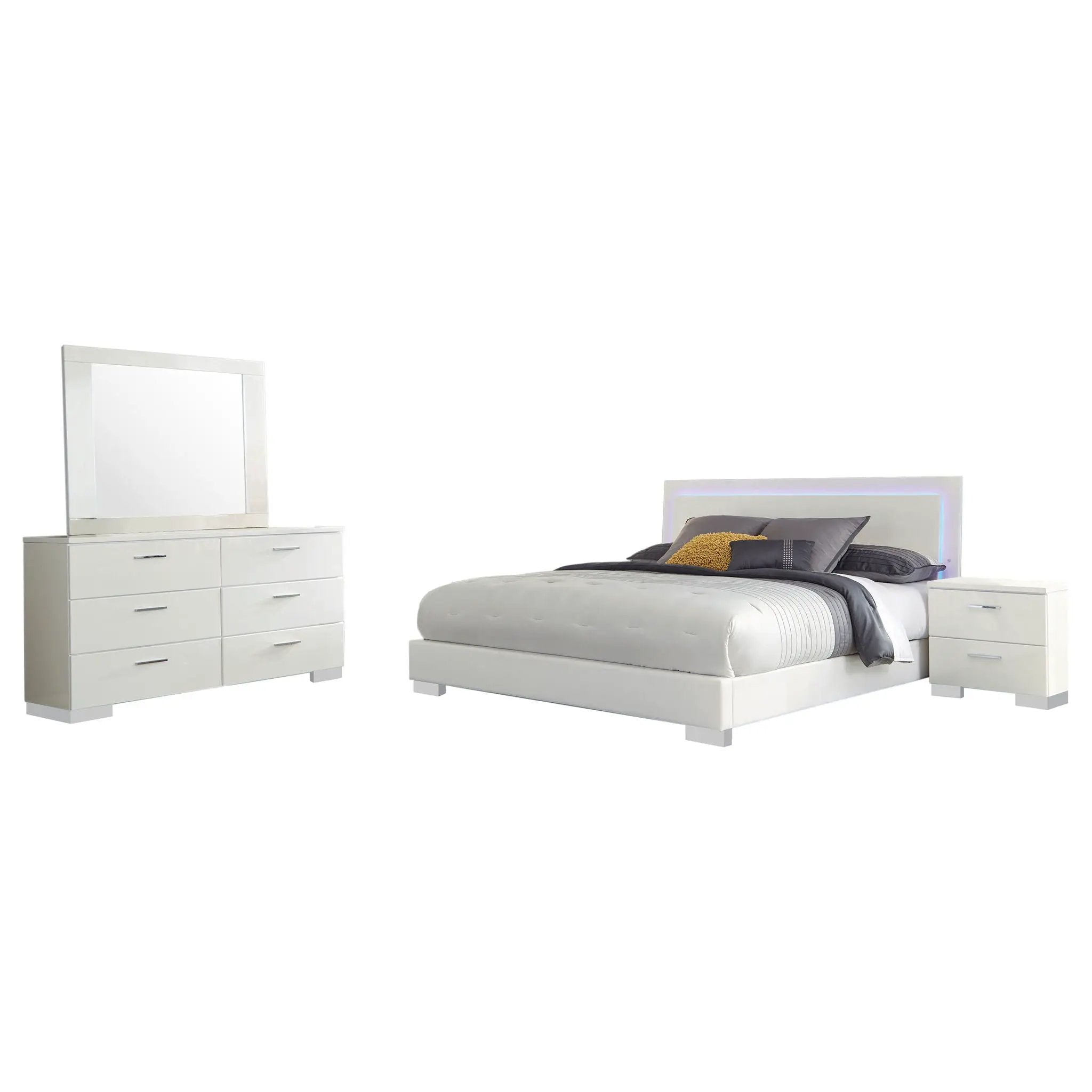 Felicity 4-piece California King Bedroom Set White Gloss by Unique Piece Furniture