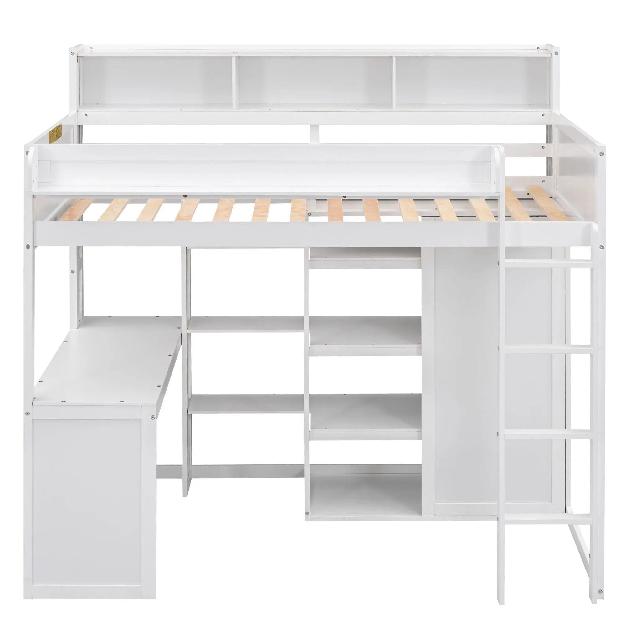 Loft Bed With Built In Desk, Storage Shelves, And Wardrobe by HouseOfZazla
