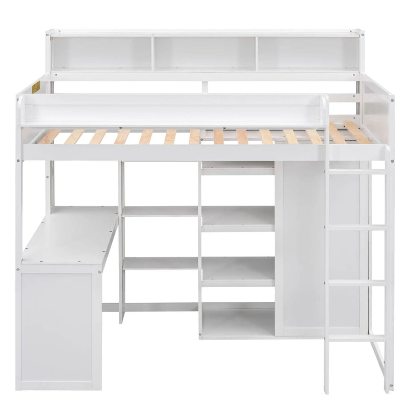Loft Bed With Built In Desk, Storage Shelves, And Wardrobe by HouseOfZazla