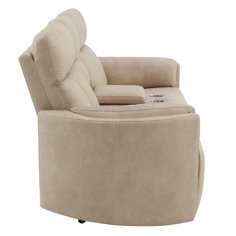 Elison - Motion Loveseat With Console - Dark Beige Polish Microfiber by Unique Piece Furniture