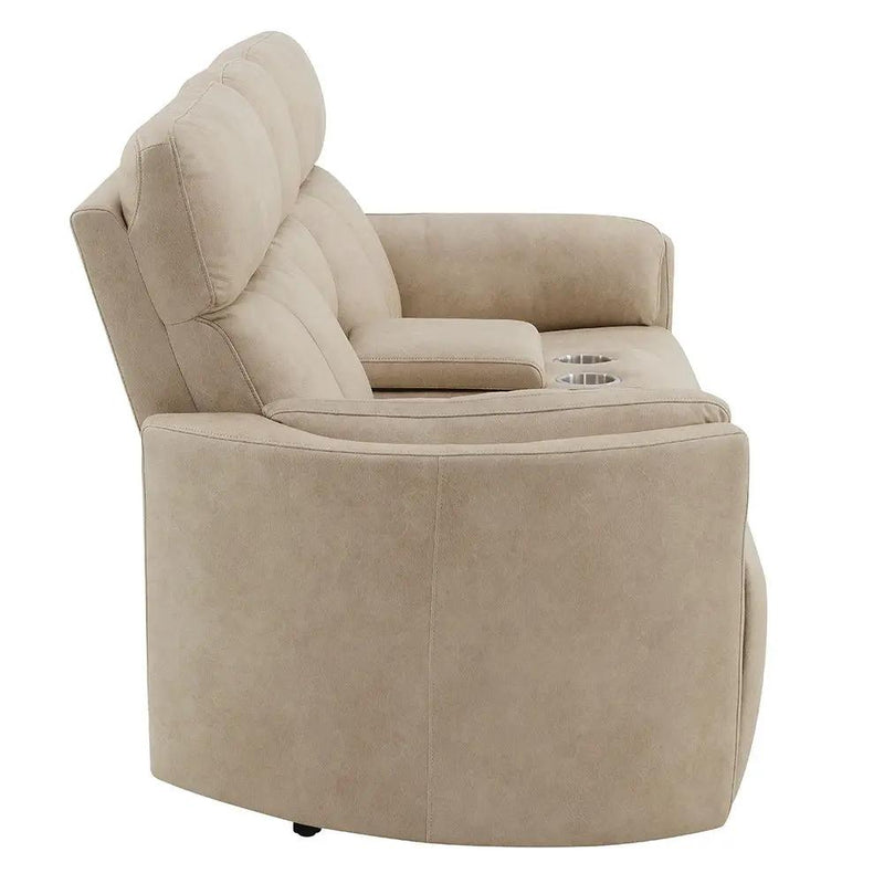 Elison - Motion Loveseat With Console - Dark Beige Polish Microfiber by Unique Piece Furniture