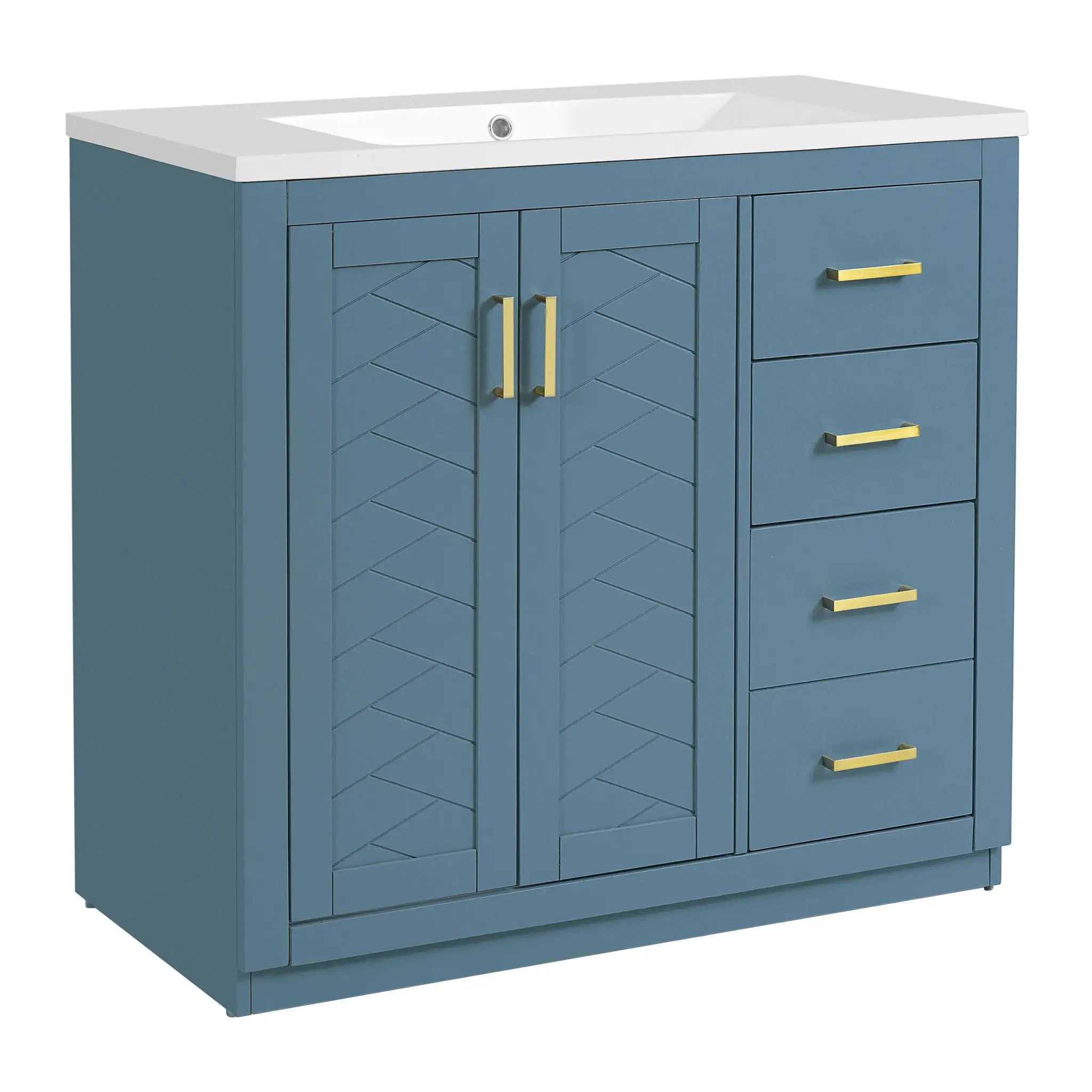 Bathroom Vanity With Sink, Storage Cabinet, Freestanding Set With 3 Drawers & Soft Closing Doors - Indigo by Unique Piece Furniture