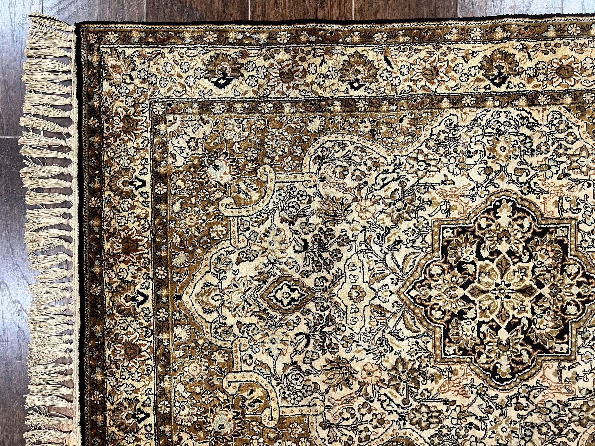 Persian Qum Silk Rug 3.5 x 5.5, Floral Medallion, Very Fine 350 KPSI, Handmade Silk on Silk Rug, Vintage by Jewel Rugs