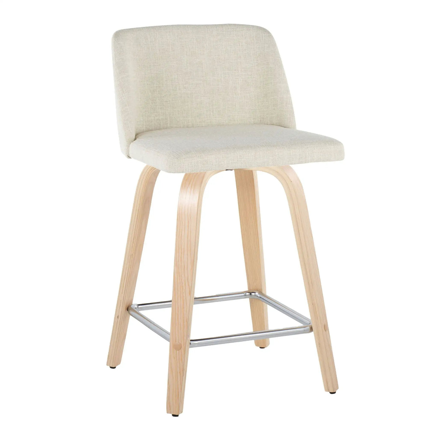 Toriano - Contemporary Fixed Height Counter Stool Swivel With Square Footrest (Set of 2) by HouseOfZazla