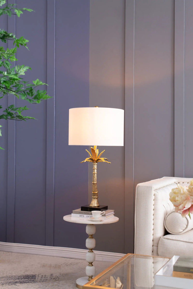 D16x31' Leaf Lamp with Marble Base Gold by HouseOfZazla