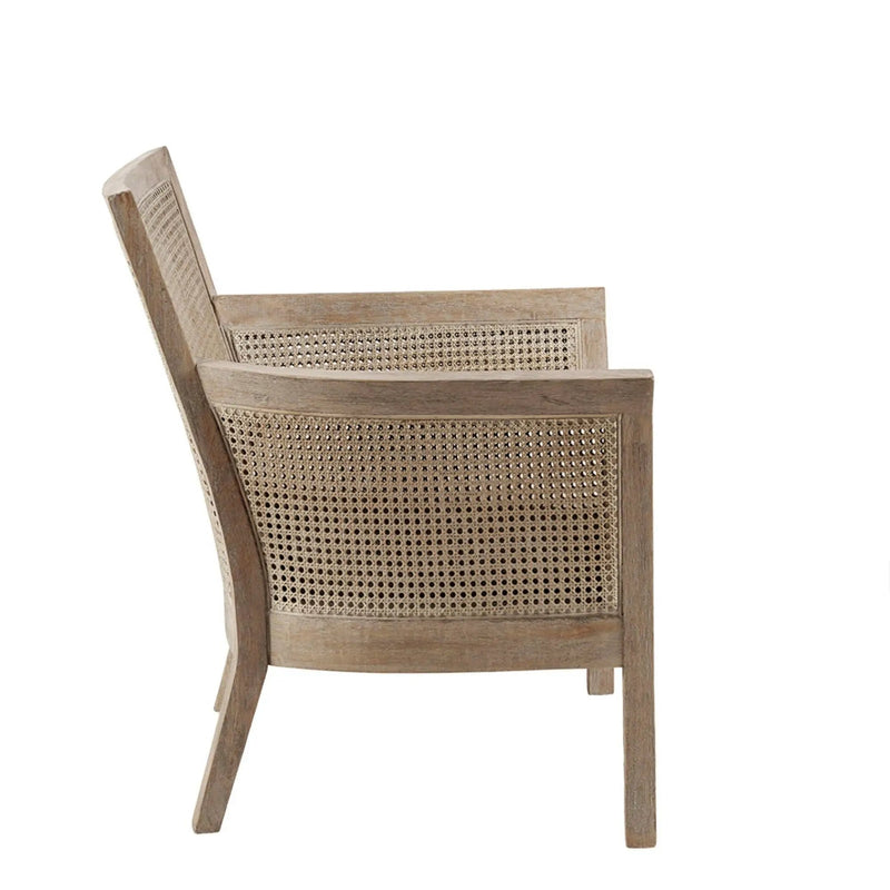 Cane Armchair With High Density Foam - Cream / Reclaimed Natural by HouseOfZazla