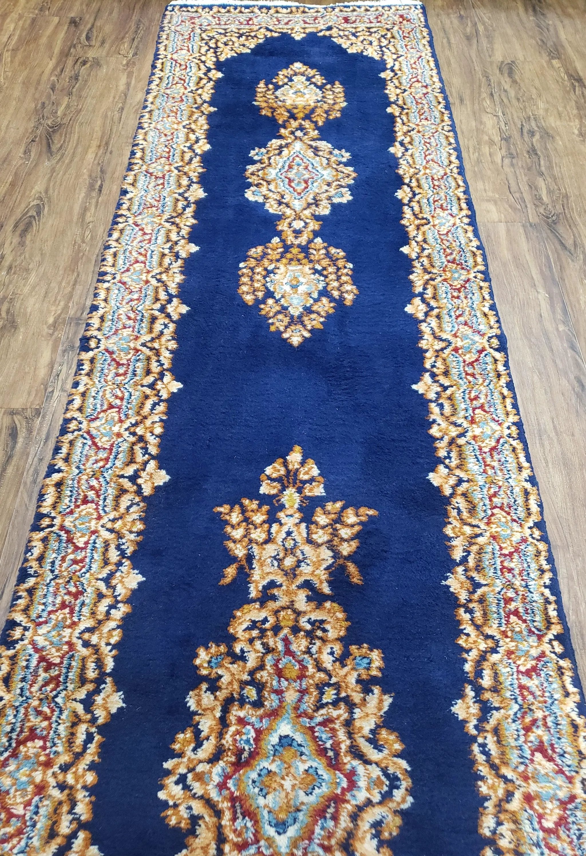 Semi Anique Dark Blue Persian Kerman Runner, 2'7" x 13'5" by Jewel Rugs