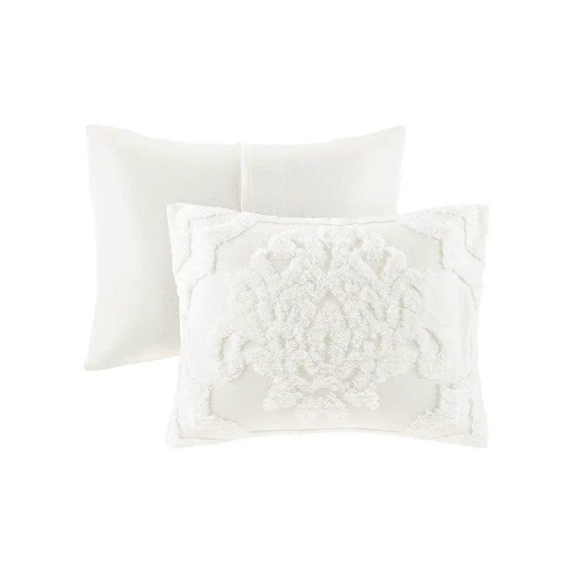 Full/Queen Tufted Cotton Chenille Damask Duvet Cover Set by HouseOfZazla