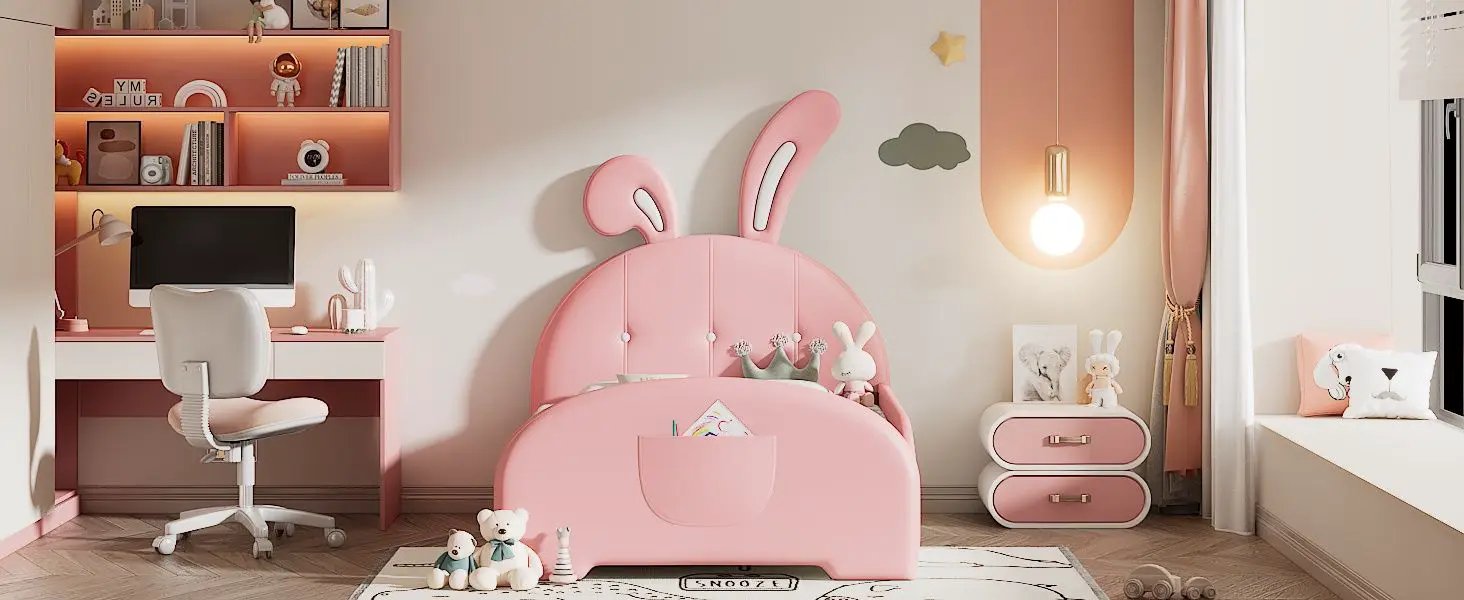 Upholstered Rabbit-Shape Princess Bed With Headboard And Footboard by HouseOfZazla