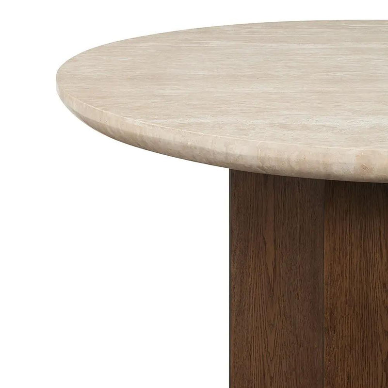 Leonardo - Dining Table - Travertine Top & Dark Oak by Unique Piece Furniture