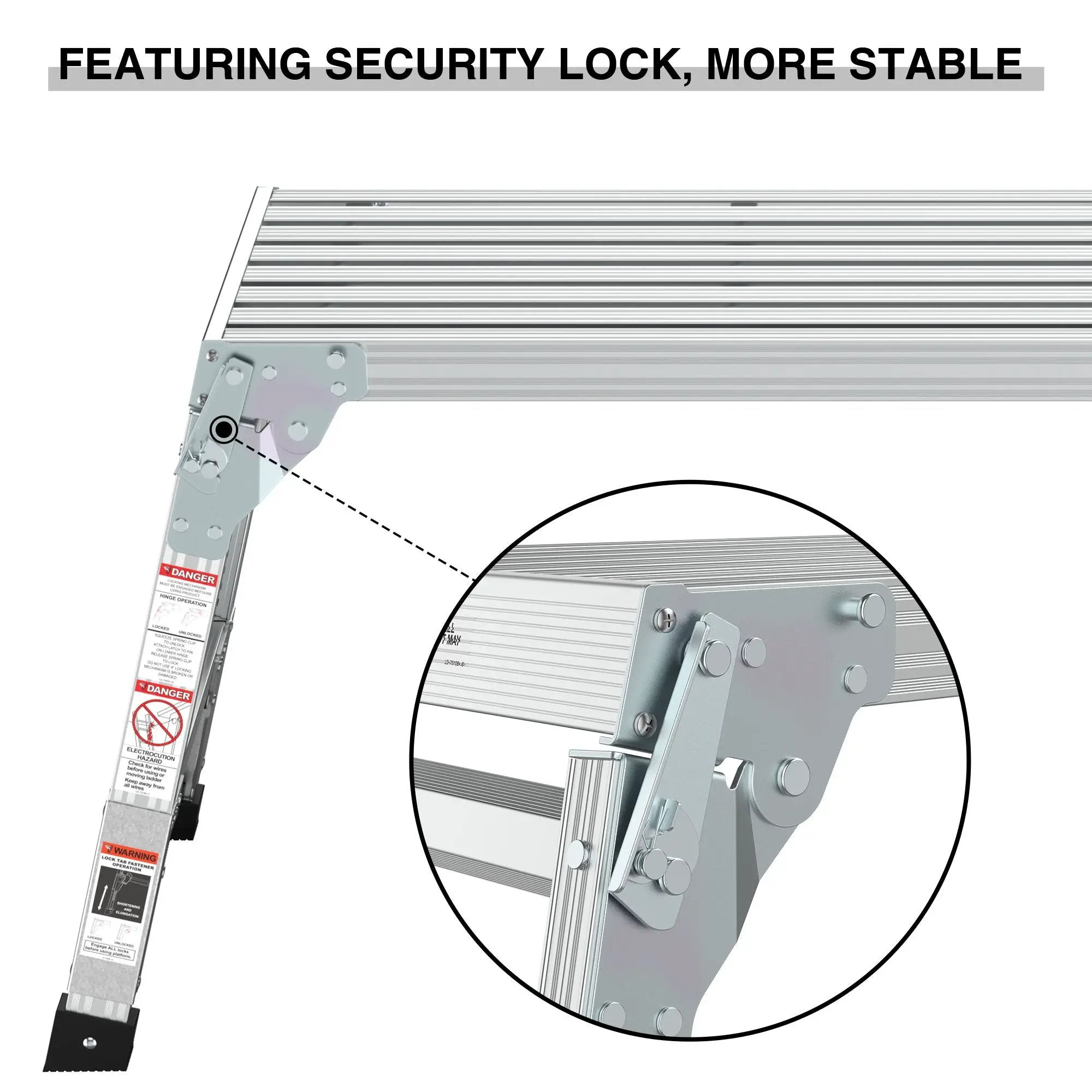 Aluminum Work Platform Large Size Step Stool Folding Portable Work Bench 40" Width Telescopic Feet Height Adjustable - Gray by HouseOfZazla