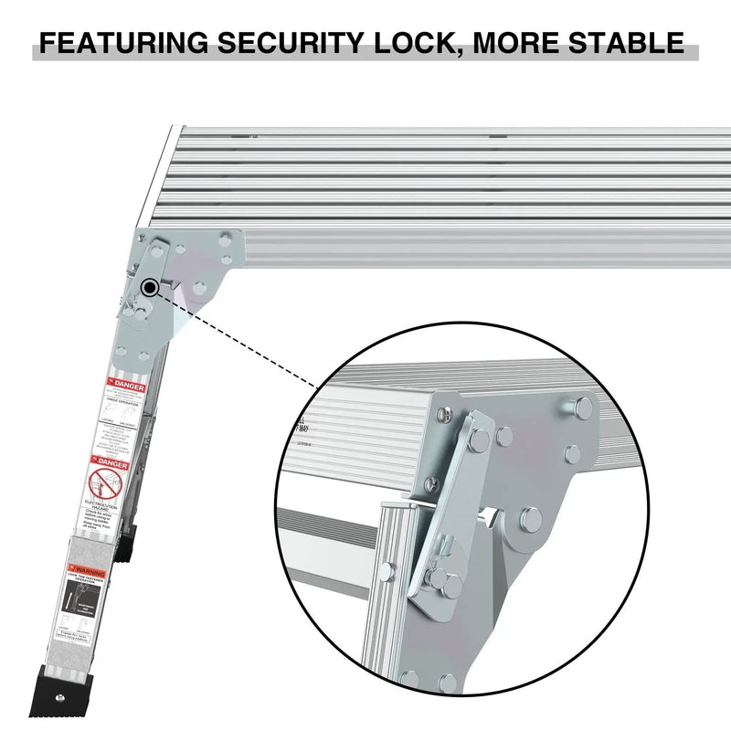 Aluminum Work Platform Large Size Step Stool Folding Portable Work Bench 40" Width Telescopic Feet Height Adjustable - Gray by HouseOfZazla