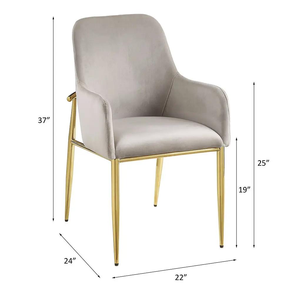 Barnard - Side Chair (Set of 2) - Gray Velvet & Mirrored Gold by Unique Piece Furniture