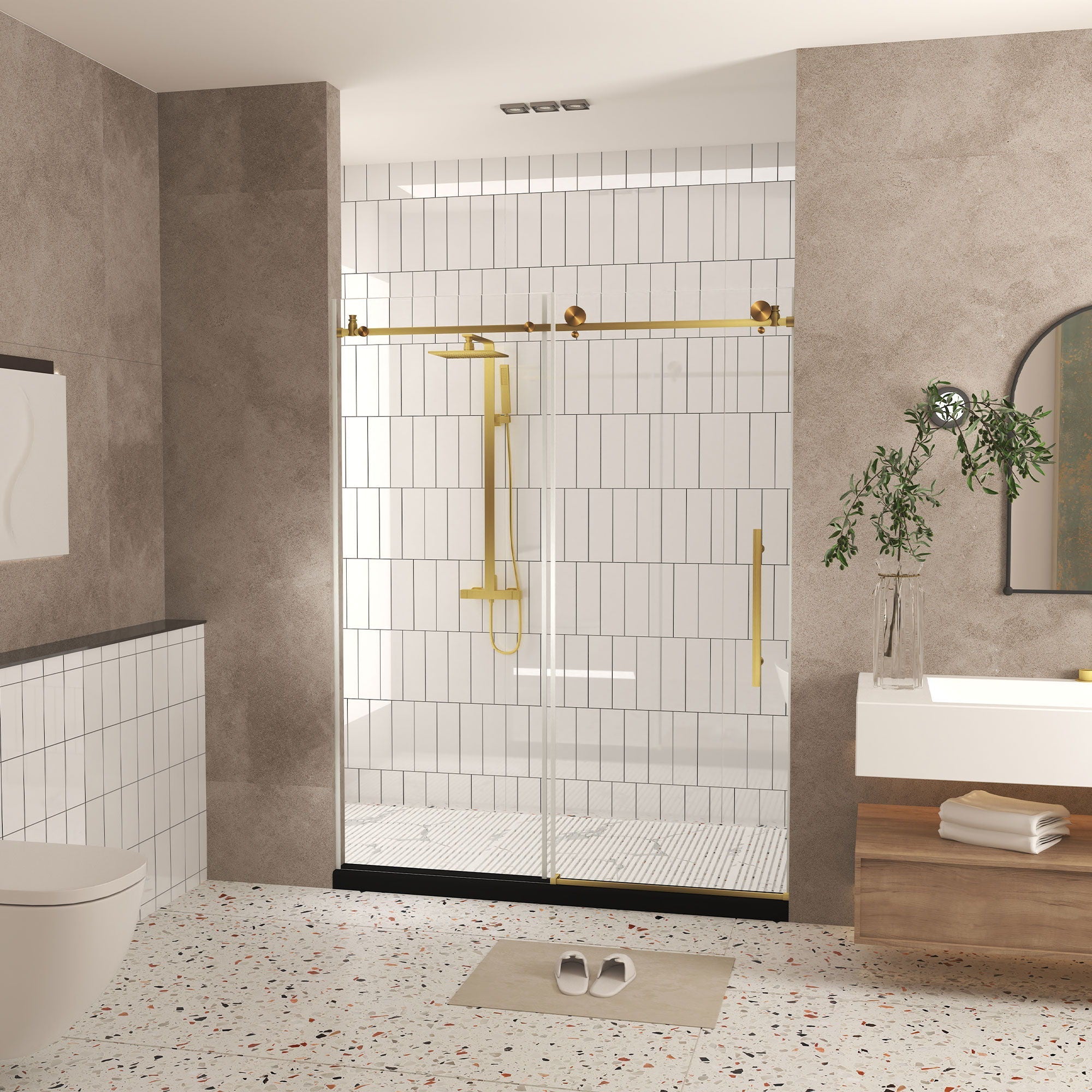 Frameless Shower Door, Smooth Sliding Tracks by HouseOfZazla