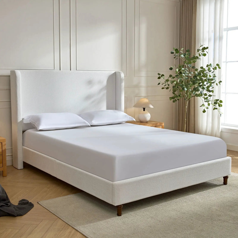 Harper - Tall Headboard Upholstered Bed / High Headboard / Elegant Simplicity / No Box Spring Needed by HouseOfZazla