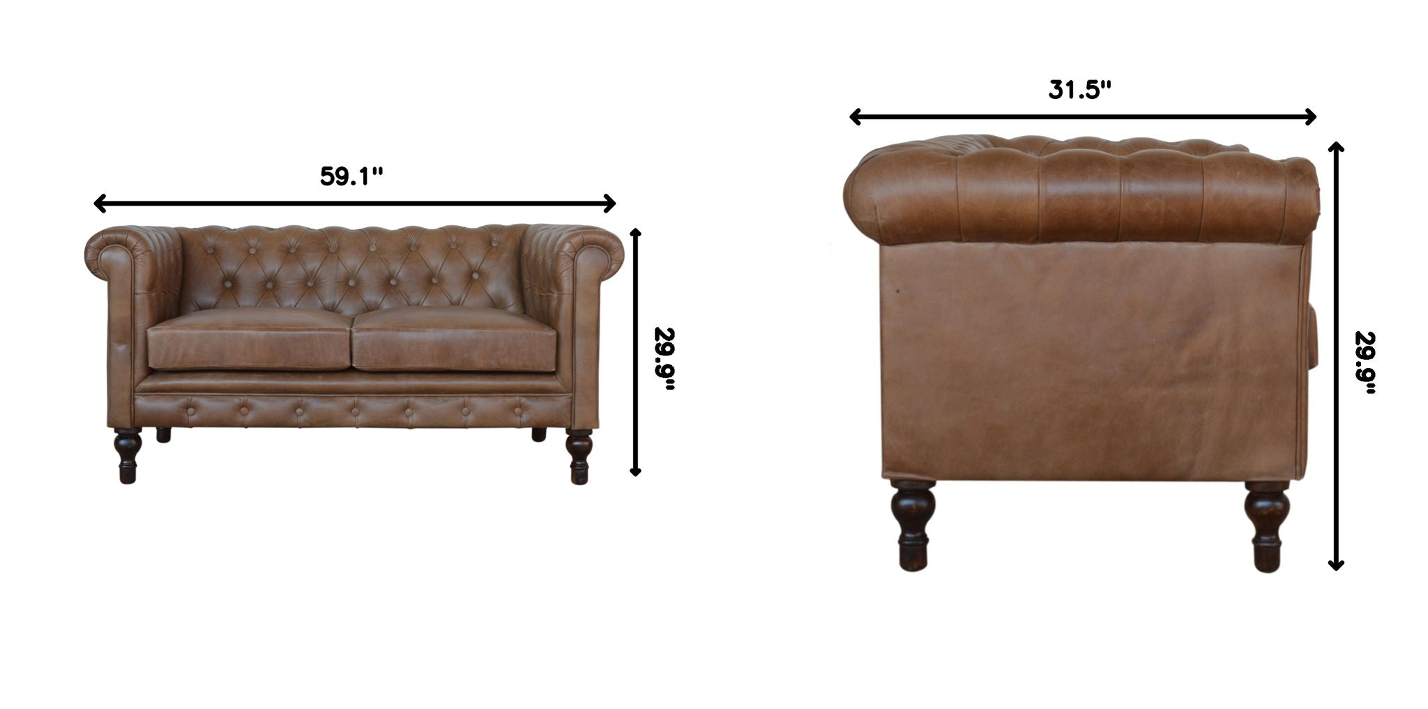 Buffalo - Chesterfield Sofa - Brown by HouseOfZazla