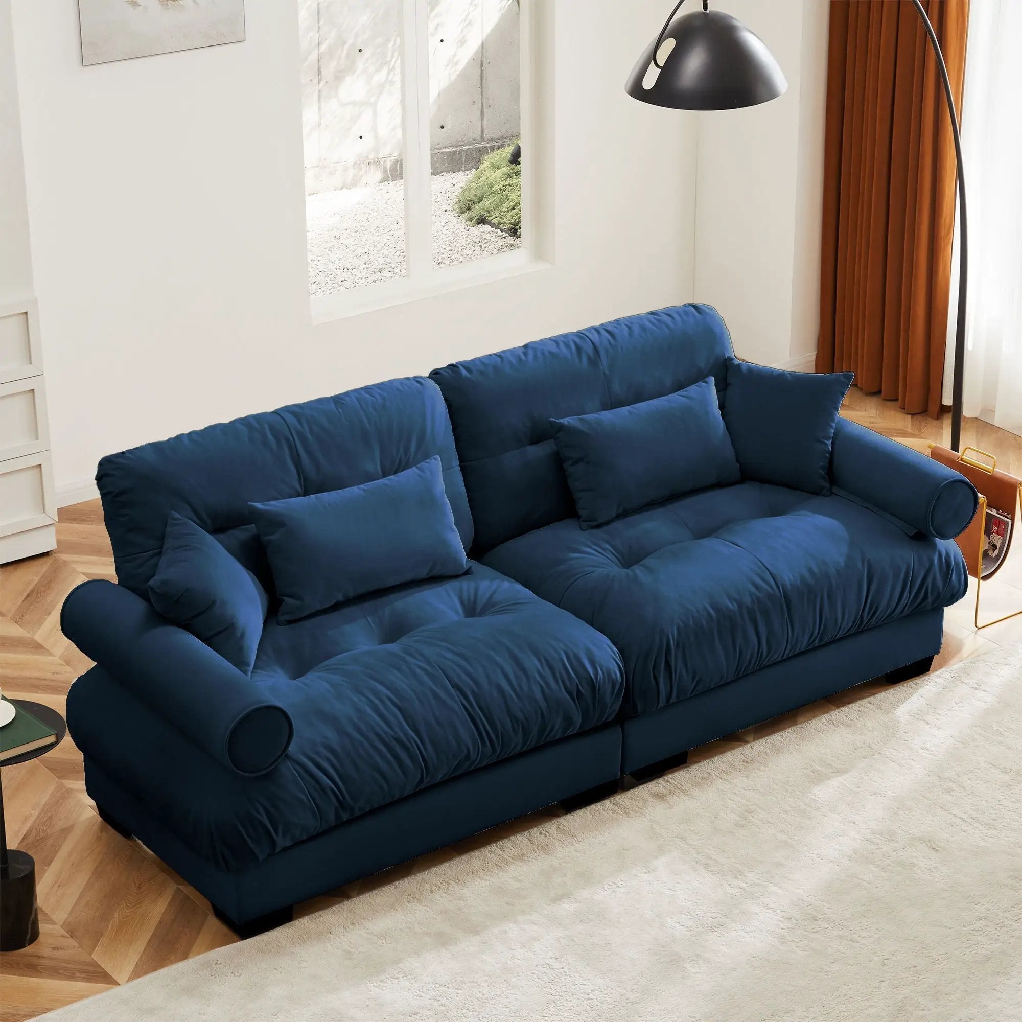 Modern Sofa With Bolstered Armrests And Pillows by HouseOfZazla