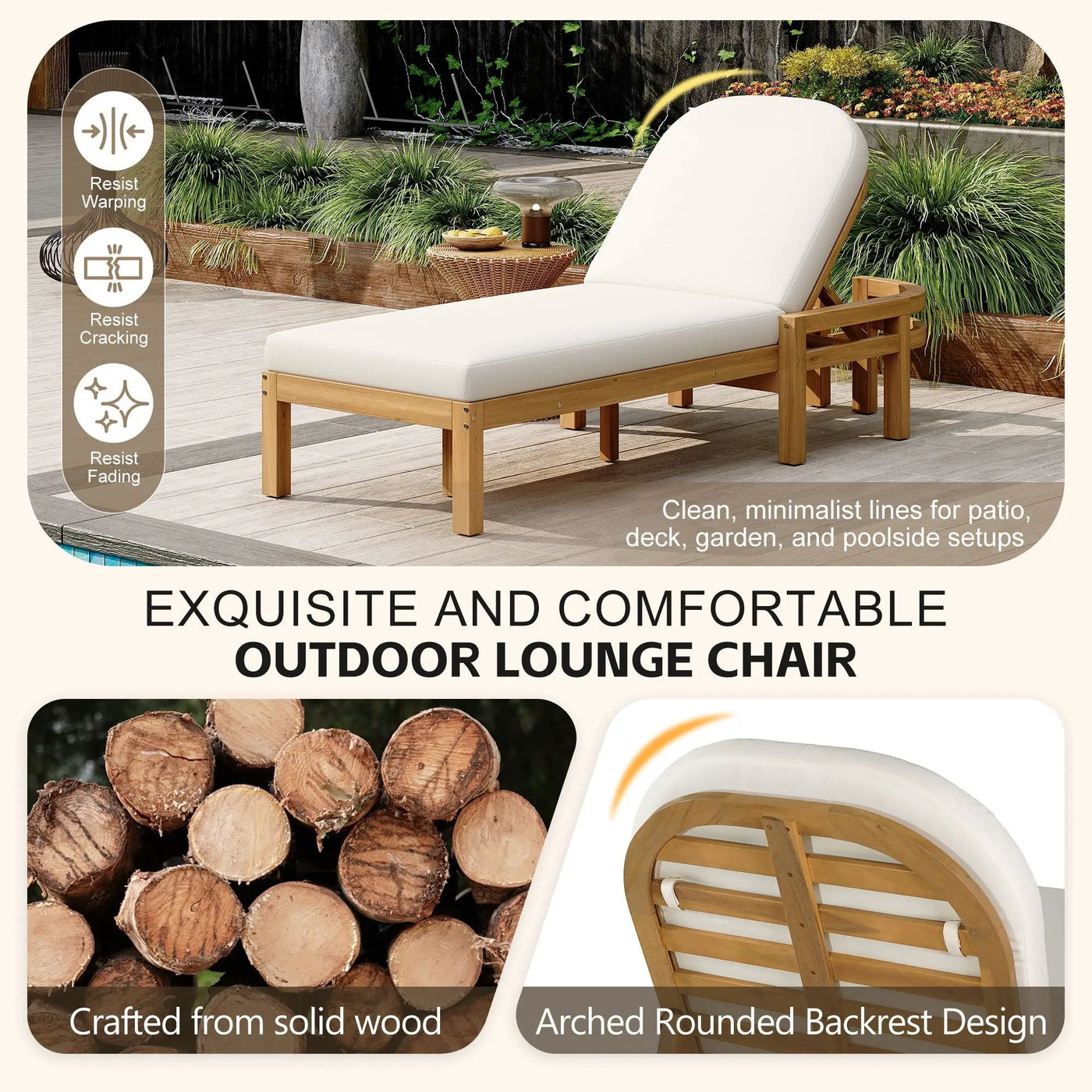 Outdoor Chaise Lounge With 5 Position Adjustable Backrest (Set of 2) by Unique Piece Furniture